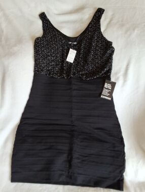 Express Black/Silver Accent BodyCon Dress-NWT!